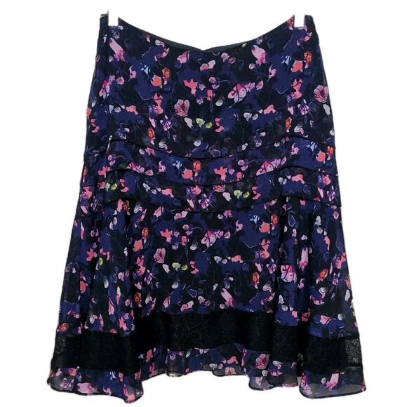 JASON WU Collective Multicolor Floral Print Tiered Layered Skirt Women's 12 - Picture 2 of 4